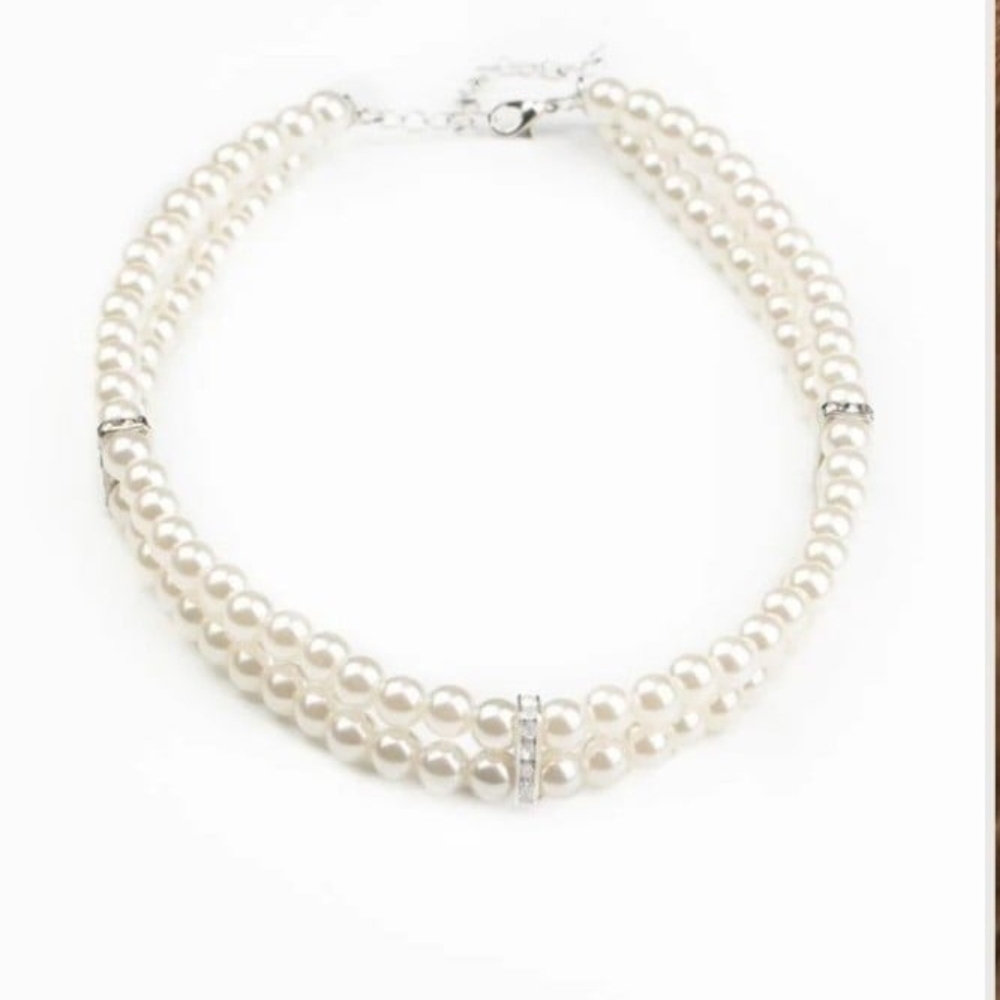 Paparazzi Cream Pearl Necklace with Silver Accents Put On Your Party Dress